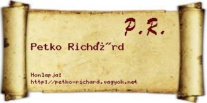 Petko Richárd névjegykártya